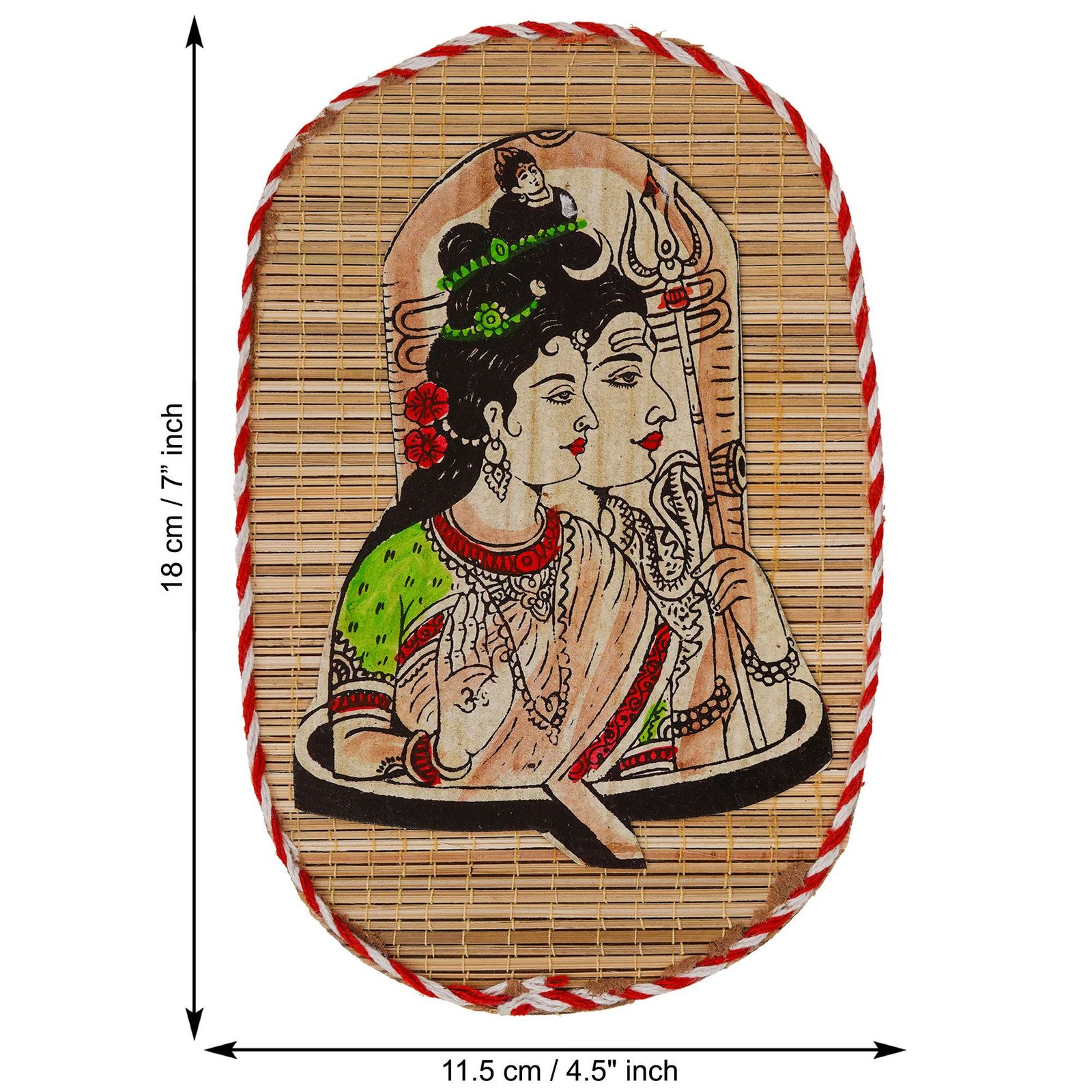 Oval Shaped Design Bamboo Hand Crafted Wall Hangings Of Shiv Sakti For Home D?cor - Image 3