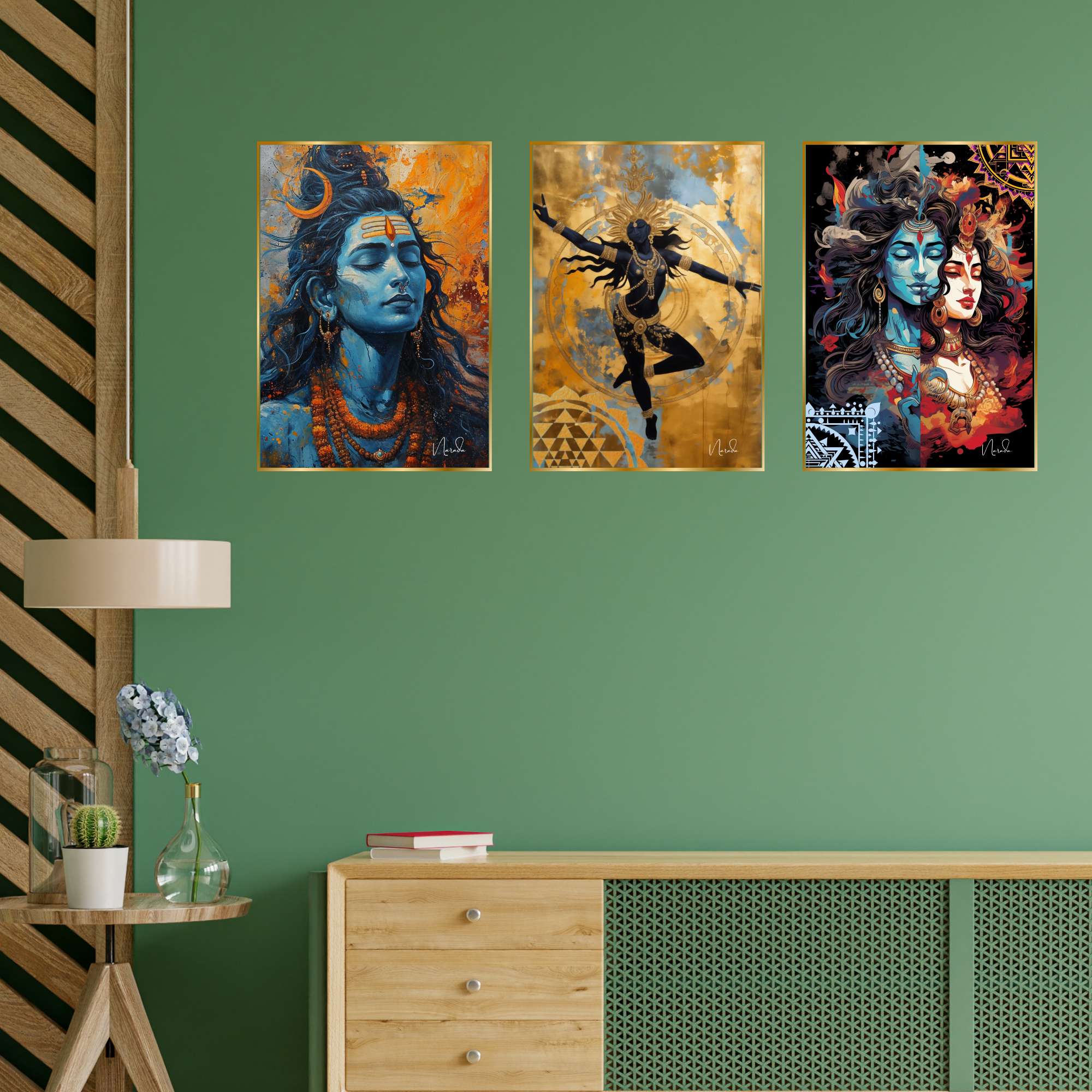 Set of Three Wall Paintings for Wall Dacoration Golden Framed Wall Paintings for Living Room & Bedroom Wall Art for Home Decoration & Office Wall Décor (24x18 inch CH-GD3-2) - Image 2